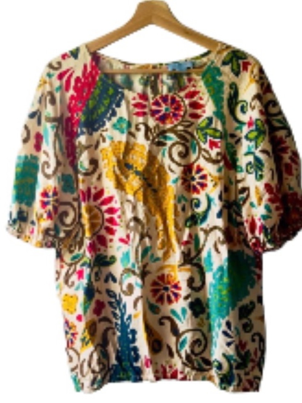 EC CeCe Colorful Floral Puff-Sleeve Women’s Top Size 3X